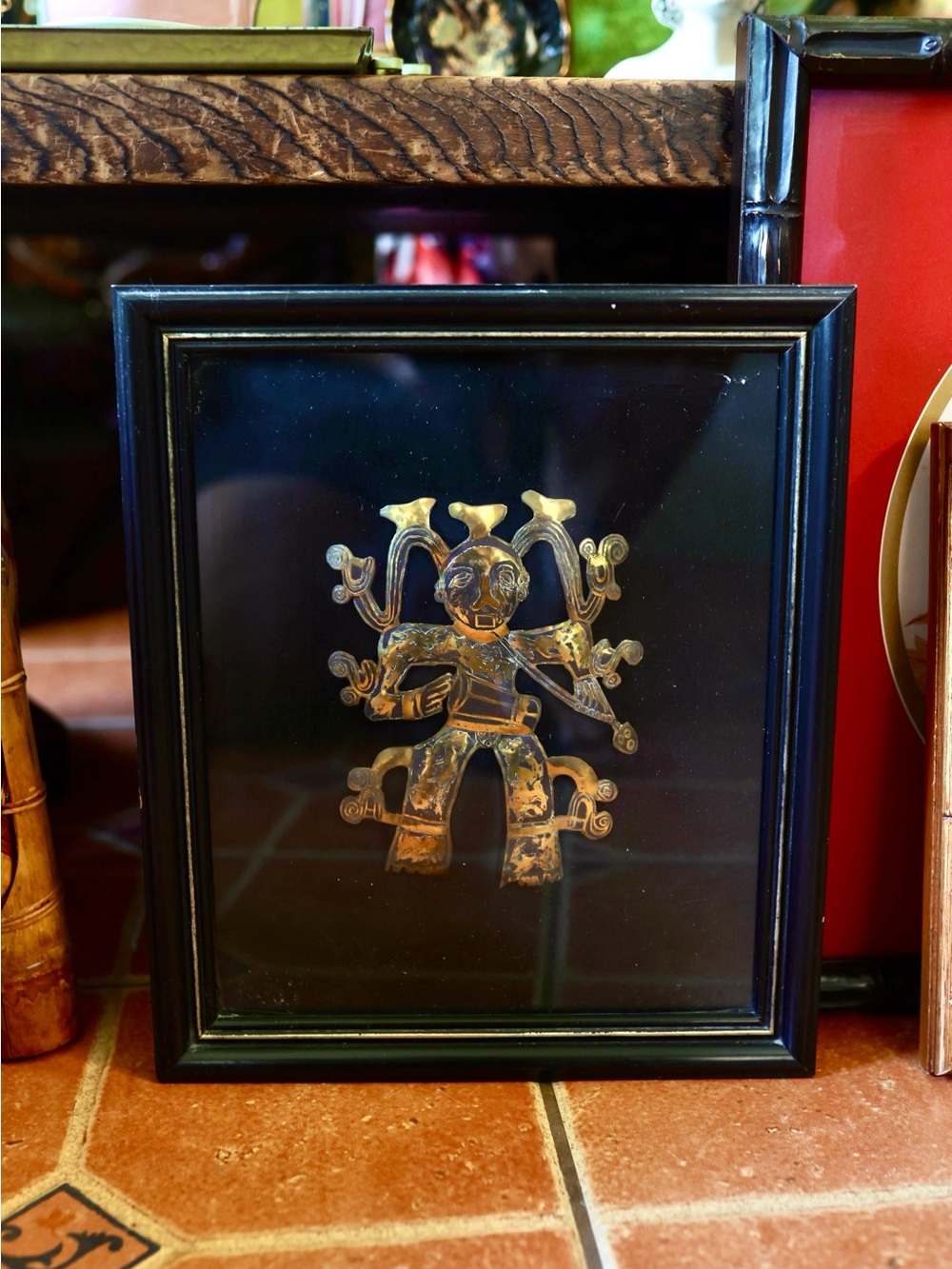Framed Gold-Tone Mythic Figure Wall Art - Black Frame
